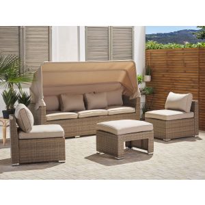 Conjunto de jardim com mesa 5 lugares coccolia rattan sintético creme