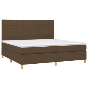 vidaXL cama box spring con colchón tela marrón oscuro 200x200 cm