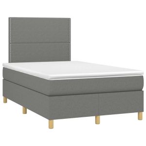 vidaXL cama box spring con colchón tela gris oscuro 120x190 cm