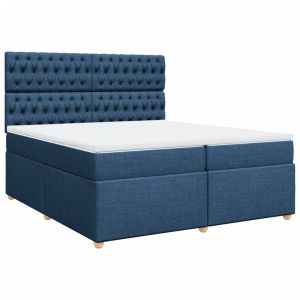 vidaXL cama box spring con colchón tela azul 200x200 cm