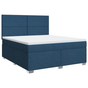 vidaXL cama box spring con colchón tela azul 180x200 cm