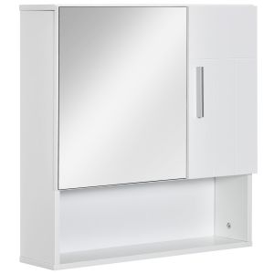Armário casa de banho com espelho mdf e vidro branco 54x15.2x55.3 cm