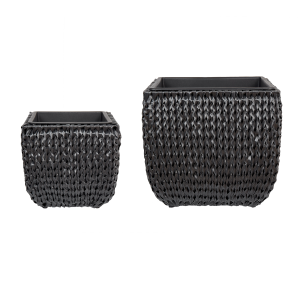 Conjunto de 2 vasos para plantas berberis 34/45 cm rattan sintético preto