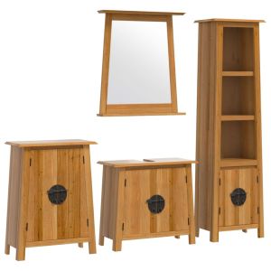 4 pcs conjunto móveis p/ casa de banho madeira de pinho maciça