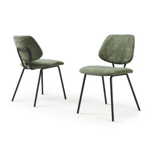 Conjunto de 2 cadeiras de jantar köma tecido 78x49x55 cm verde escuro