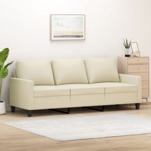 Sofá de 3 lugares 180 cm couro artificial cor creme pt7443