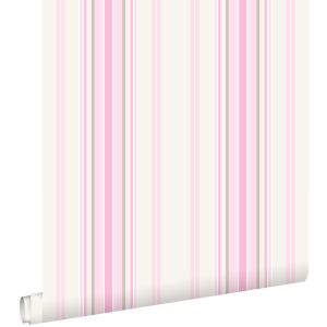 Estahome papel de parede riscas rosa claroebege 53 cm x 10.05 m