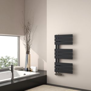 Emke toalheiro água quente 76x40cm, painel preto fosco, vertical