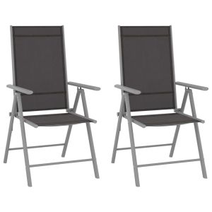 Cadeiras de jardim dobráveis 2 pcs textilene preto