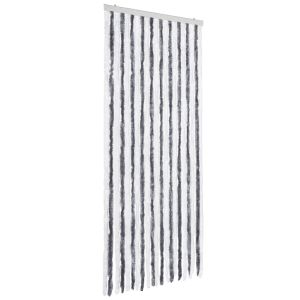 Cortina anti-insetos 90x200 cm chenille cinzento e branco
