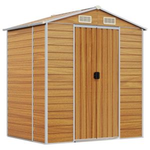 Abrigo de jardim 191x130x198 cm aço galvanizado castanho-claro