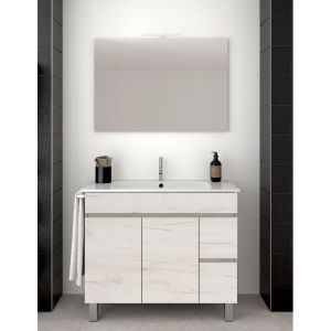 Móvel de banho isquia com lavatório y espelho nordic branco 80x40cm