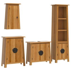 4 pcs conjunto móveis p/ casa de banho madeira de pinho maciça