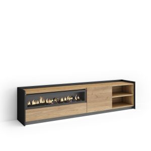 Móvel de tv, 207x37x50cm, lareira eléctrica, LED rf4886
