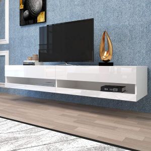 Móvel de tv suspenso LED branco 30,5x140x40cm