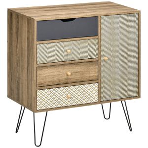 Cómoda 79x39x86cm mdf e metal color marrón Homcom