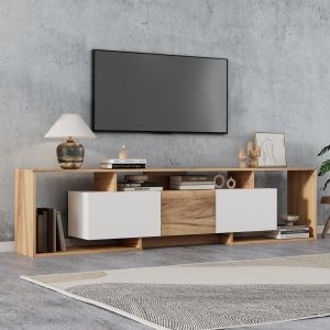 Móvel de tv branco e natural 49x180x30cm
