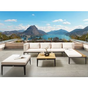 Conjunto lounge madeira de acácia certificada creme bracciano