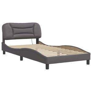 vidaXL estructura de cama con LED sin colchón hvar gris 100x200 cm