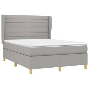 vidaXL cama box spring con colchón tela gris claro 140x190 cm