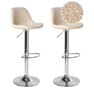 Conjunto de 2 bancos de bar kahla bouclé creme claro
