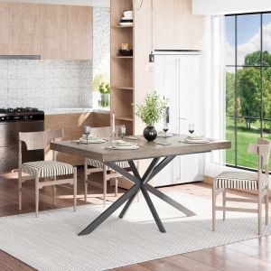 Mesa de jantar extensível com arrumação mdf cinza 76x180x80cm