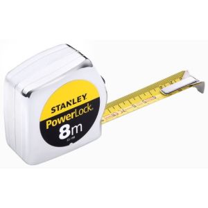 Medição powerlock stanley - fita métrica 8m x 25mm - caixa de metal cromada