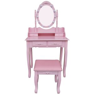 Tocador con espejo e iluminación LED rosy pink