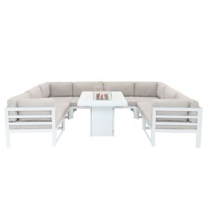 Conjunto de móveis de jardim cinza com lareira - cinza