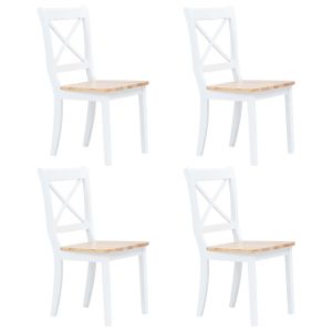 Cadeiras de jantar 4pcs seringueira maciça branco/madeira clara ewg5430