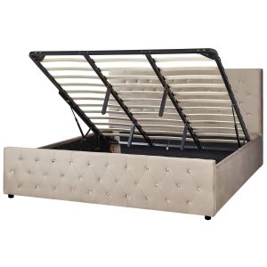 Sommier com arrumação amiens veludo taupe 180 x 200 cm
