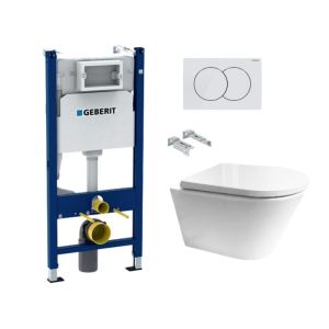 Pack cisterna geberit e botão branco brilho + wc orion envolvente kp