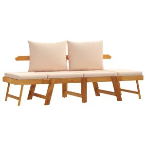 vidaXL banco de jardín con cojines 2 en 1 madera maciza de acacia