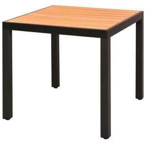 Mesa de jardim em alumínio e wpc 80x80x74 cm castanho