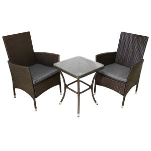 Conjunto bistrô rattan 3 peças - marrom