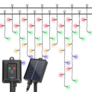 Aigostar cortinas de luz solar de natal para exteriores, 3m + 5m * 0,6m