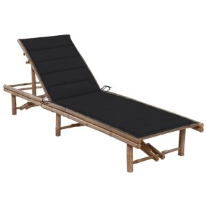 vidaXL tumbona de jardín con cojín bambú
