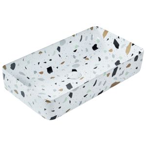 Lavatório de bancada nules 51 x 34 cm cerâmica efeito de terrazo branco