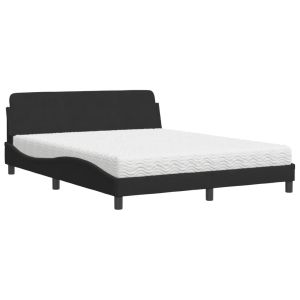 vidaXL cama con colchón dover terciopelo negro 160x200 cm