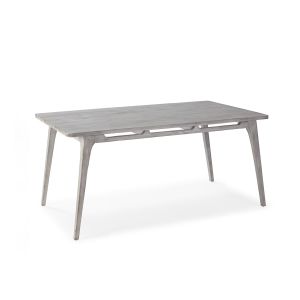 Mesa de jantar 150x80x76 em madeira cinza com leve brilho.