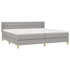 vidaXL cama box spring con colchón tela gris claro 180x200 cm