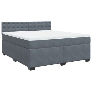vidaXL cama box spring con colchón terciopelo gris oscuro 180x200 cm