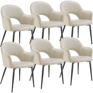 6 cadeiras de sala de jantar aspecto terciopelo 57 x 61,5 x 87,5 cm crema