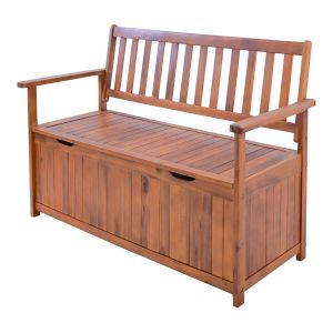Banco avenzzano com compartimento madeira de acácia 130x60x88 cm - natural
