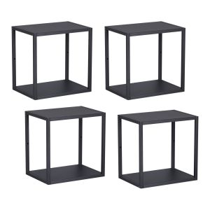 Conjunto de 4 prateleiras de parede em cubo nostened metal preto [en.casa]