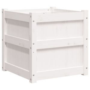 vidaXL jardinera madera maciza de pino blanco 50x50x50 cm