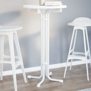 Mesa de jantar ø60x110 cm derivados de madeira e aço branco wf774214