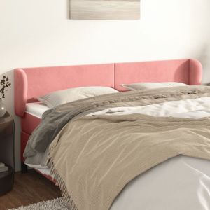 Cabeceira de cama c/ abas veludo 163x23x78/88 cm rosa ptob6683