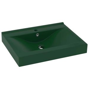 Lavatório orifício torneira 60x46 cm cerâmica verde-escuro mate