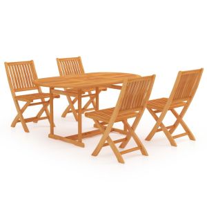 Conjunto de jantar de jardim 5 peças em madeira de teca maciça